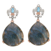 Pear Smoky Quartz Earrings with Topaz Accent and Silver Design, Elegant Jewelry for Sophisticated Style